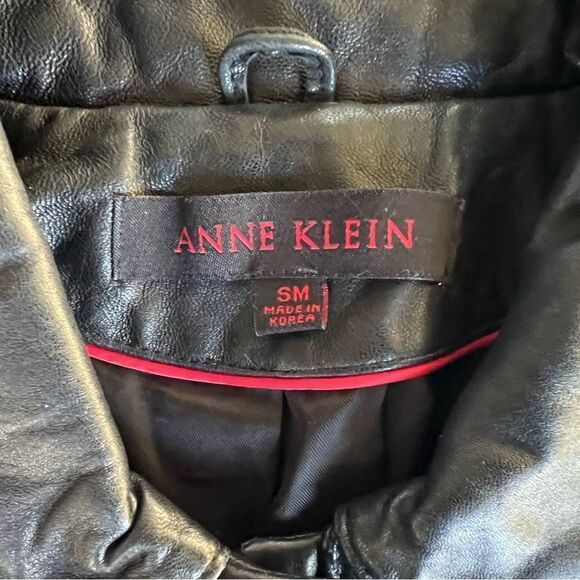 Anne Klein Leather Trench Coat Jacket S - Picture 3 of 8